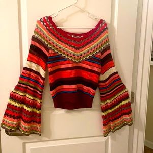 Free People crop top flared sleeved sweater